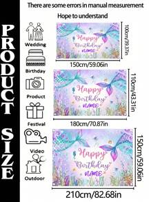1pc Customizable Name Personalized Underwater Park Birthday Party Backdrop, Purple Mermaid Tail Polyester Banner, No Electricity Required, Indoor And Outdoor Decor, Mermaid Themed Celebration, Photo Booth Photography Backdrops, Home Decor, , Three Sizes Available