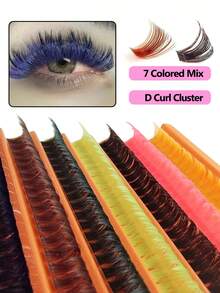 Asiteo 140pcs 80D Multi-Color D Curl Individual False Eyelashes - Soft, Low Allergy, Natural Look DIY Home Eyelash Extension Kit, Suitable For Music Festivals - 14mm, Easy To Wear, Reusable, Comfortable False Lashes - D - 查看 2
