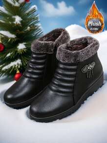 Plus Size Snow Boots, Outdoor Flat Shoes, Ankle Boots, Soft Bottom Fashionable Outdoor Short Boots, Versatile Fuzzy Women Shoes, Christmas Gift