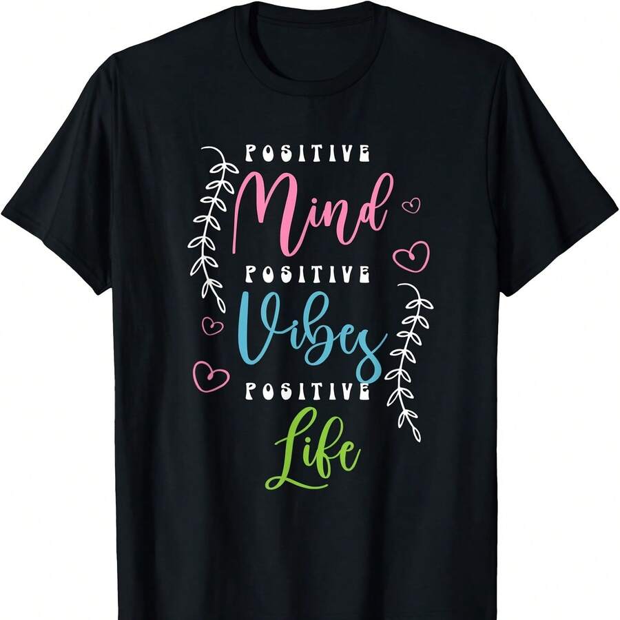 Positive Women O Positive Mind Positive Vibes Positive Life T-Shirt Camisetas - Đen 32 - Xem 1