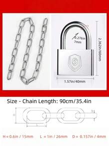 Motorcycle Lock: Extended And Thickened Stainless Steel Chain, High-Strength Anti-Theft Chain Lock, Available In Three Lengths Of 2/3/4 Feet. It Has A Wide Range Of Uses, Suitable For Bicycle Locks, Motorcycle Locks, Yacht Locks, Fishing Boat Locks, Door Locks, Fence Locks, Gate Locks And Student Dormitory Locks.