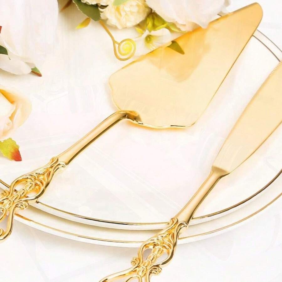 Cake Knife And Server Set For Wedding Gold Cake Cutting Set Elegant Cake Knives Cutter Set Pie Pastry Servers Birthday Bridal Quinceaera Gift FCrown YFHL6