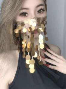 1pc Belly Dancer Cymbals Waist Wrap, Veil, Belly Chain, Hip Scarf, Mermaid Hip Scarf, Suitable For Daily Stage Performance Halloween