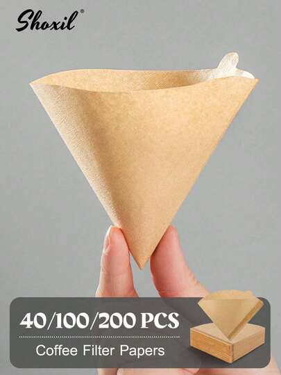 shoxil 40/100/200pcs Coffee Filter, Coffee Filter Paper, Coffee Paper Filter, Disposable Coffee Tea Filters For Pour Over And Drip Coffee Maker