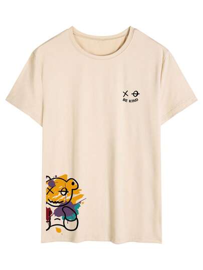 Men's Round Neck Short Sleeve Graphic Print Casual T-Shirt