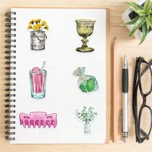 50Pcs Aesthetic Stickers/ Watercolor Stickers/ Journal Stickers/ Cute Stickers/ Cute Animal Stickers /Flower Stickers / Stickers For Water Bottle,Computer,Laptop,Phone,Luggage,Notebook,Fridge