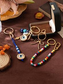 1pc Fashionable And Exquisite Devil's Eye Blue Eye Buckle DIY Handbag Crossbody Bag Car Keychain Decoration Can Be Freely Matched. Plated With 18K Gold, Suitable For Giving To Mothers, Wives, And Girlfriends. - Multicolor - View 4