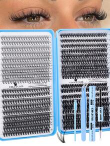 621/800/1 套 D 卷蓬松单根假睫毛，10-18mm 宽柄，DIY 睫毛嫁接套装，打造浓密自然妆效，可重复使用，包含化妆工具、胶水、定型液、睫毛夹和 2 支睫毛刷，适合日常、婚礼、约会、派对、旅行、春季等场合。 - 薄荷綠 - 查看 14