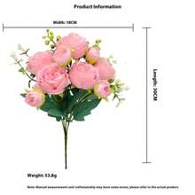 1 件人造花玫瑰花束绣球牡丹情人节礼物生日派对装饰婚礼花篮新娘手捧花家居装饰餐厅卧室窗台花瓶装饰新年装饰户外花园开学季 - 沙紅色 - 查看 5