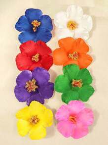 10/15个随机夏威夷花朵发夹，女士人造花发夹，鸡蛋花发夹，适合假日海滩派对、夏季热带花朵发饰、婚礼派对、送给女孩的节日礼物、母亲节礼物、爪夹、发夹、发卡