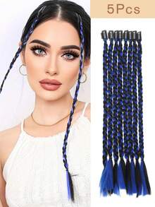 5 Pieces Black Grey Jacque Clip Braid Chemical Fiber Hair Extensions Suitable For Women Holidays And Daily Wear Clip Hair Braid Hair Extensions Accessories High Temperature Silk Chemical Fiber Extension For Christmas New Year Carnival Music Festival Use - Multicolor - View 10