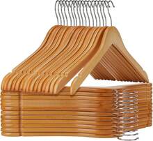 Wooden Hangers Pack Of 20 - Sturdy, Heavy Duty Hangers For Shirts, Dresses, Coats & More (Natural),9234826 - 黑與白 - 查看 1