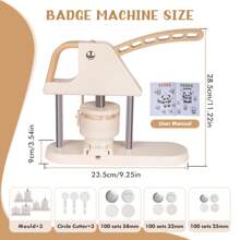 3 In 1 DIY Pin Button Maker Machine 25/32/58mm Badge Press Machine With 300pcs Button Parts - Beige - View 9