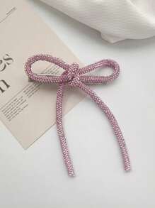 1/2pcs Women White Rhinestone Bow Tie Ribbon Duck Clip Fashionable New Bangs Hair Clip Decor Accessory Suitable For Dress, Party, Prom, Can Be Used As Gift (Random Clip Direction), School Stuff, College