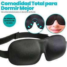 Máscara De Ojos Unimi Para Dormir Para Mujeres Y Hombres; Máscara de ojos  para dormir, máscara de dormir 3D Plus para mujeres y hombres, máscara para dormir cómoda más grande y profunda, cubierta de ojos totalmente opaca mejorada UNIMI Máscara para Dormir 3D con Bloqueo de Luz Total, Diseño Ergonómico para Mujeres y Hombres, Memory Foam Viscoelástica con Contorno para Ojos que No Presiona, Cinta Elástica Ajustable, Tela Suave y Ligera, Perfecta para Viajes, Relajación, Insomnio, Rutinas  y Meditación, Antifaz con Comodidad Superior y Ajuste Anatómico, Ideal para Dormir Mejor en Casa o en Avión, Mascara de Ojos Lavable y Reutilizable, Comodidad y Oscuridad Garantizada - Negro - Ver 3