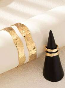 1 Set asymmetrischer geometrischer Hohllocharmband-Armreif für Frauen