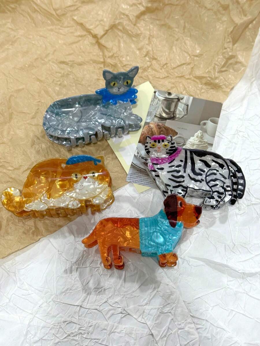 1pc Cute Cat & Dog Pet Hair Clip, Suitable For Women's Hairstyle Decoration, Ideal For Birthday & Holiday Gifts Hair Accessories Women Claw Clip Autumn Accessories Fall Winter For Vacation Outfits Woman