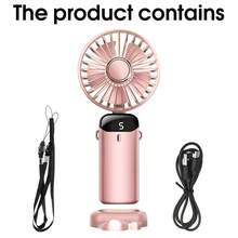 1 件可充电 LED 显示屏便携式迷你可折叠台式/挂式风扇，5 速 5 叶片静音运行 - 粉色 - 查看 11