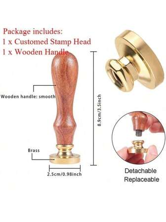 1 stuk 2,5 cm gepersonaliseerde initialen lakzegelstempel - lakzegel met houten handvat. Gepersonaliseerde lakzegelstempel voor knutselen, enveloppen, inpakpapier, afstudeercadeaus en huwelijksuitnodigingen, gepersonaliseerde stempels, begin schooljaar, kantoor- en schoolbenodigdheden, kerstdecoratie, effen naamstempel.