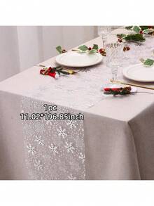 1/2 Roll Red Snowflake Table Runner, 11.02*108.27/196.85 Inches, Winter Snowflake Christmas Table Runner, Suitable For Christmas, New Year, Party, Dinner, Thin Chiffon Snowflake Table Runner, Multi-Color Options - Solid Color - View 10
