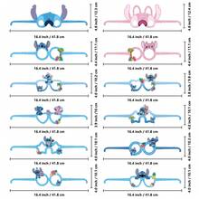 Disney 12PCS Officially Licensed Stitch&Angel Series Party Paper Eyeglasses Photo Booth Props Glasses Hawaiian Decorations Buffett Accessories Party Supplies