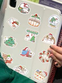 50 piezas Pegatinas de fantasma navideño, calcomanías de Feliz Navidad para laptop, maleta, computadora, scrapbook, diario, refrigerador, regalos navideños para niños