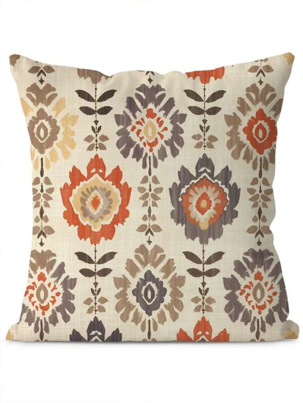 1 pieza Funda de cojín con estampado floral, conjunto de decoración del hogar minimalista bohemio, diseño con cremallera, hecho de tela de poliéster para fácil limpieza, superficie suave y mullida, adecuado para sala de estar, dormitorio, patio exterior (sin relleno de cojín)
