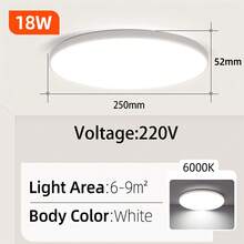 CANMEIJIA 1 件 LED 吸顶灯，大面板，现代嵌入式照明灯具，220V，适用于卧室、客厅、书房、衣柜、厨房、走廊、更衣室、出租房、房间、浴室、仓库、车库、入口