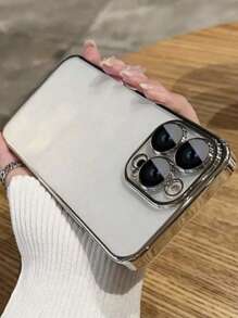 1pc Luxury Transparent Protective Case With Electroplated Glossy Surface, Built-In Glass Camera Lens, Compatible With IPhone 16/16PRO/16PLUS/16PROMAX/11/11PROMAX/12/12PRO/12PROMAX/13/13PRO/13PROMAX/14/14PRO/14PROMAX/15/15PRO/15PROMAX