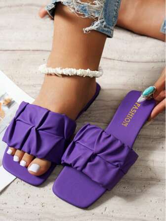 Sandalias de tanga anchas para mujeres, sandalias casuales de suela blanda antideslizante de verano, chanclas de playa para exteriores, dedos de los pies cuadrados de moda. Recreación casual bohemia