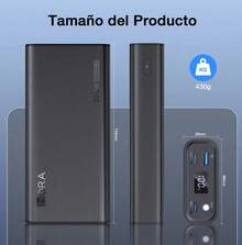 Power Bank Batería Portátil 20000mah 22.5w Carga Rápida 1hora Gar158 Con 2 Puertos Usb Entrada Salida Tipo C Con Linterna Incorporado de Luz Fuerte - Negro - Ver 4