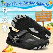 Zapatos para agua NIÑOS con hebilla ajustable cómodos y ligeros antideslizantes, para caminar por ríos, ideal para playa, natación, surf, buceo, apto para vacaciones de verano, camping y fiestas. Transpirables, Secado Rápido y Actividades Al Aire Libre - Negro - Ver 2