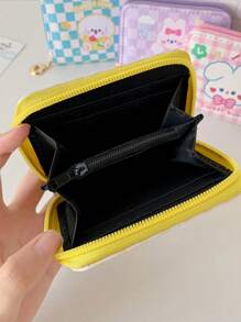 1 PC Girls Square Coin Purse Cartoon Cute Bunny Multi-Card Slot Short Card Holder Student PU ID Bag Wallet