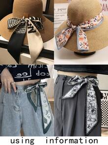 1 件草莓、樱桃、柠檬水果印花 96*6 英寸围巾，新款女士时尚百搭腰带、头带、发饰、时尚围巾 - 彩色 - 查看 7