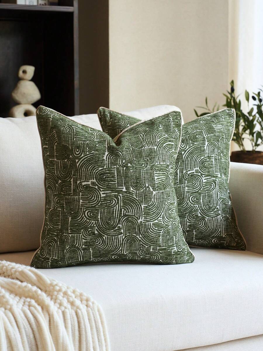 1pc High Precision Chenille Jacquard Throw Pillow Cover (No Insert), Modern Fashion High Precision Chenille Jacquard Cushion Cover, Suitable For Home, Sofa, Bed Decor, All Season