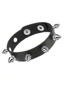 1/3pcs Punk Rock Rivet Bracelet Set, Gothic Spike PU Leather Cuff Bracelet, 80s Adjustable Wristband Bracelet For Men & Women