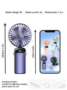 Wielofunkcyjny ręczny MINI wentylator, przenośny wentylator ręczny z aromaterapią USB, ładowany przez USB silnik bezszczotkowy, 5-biegowa regulacja, odpowiedni do uprawiania sportów na świeżym powietrzu, do domu i w podróży