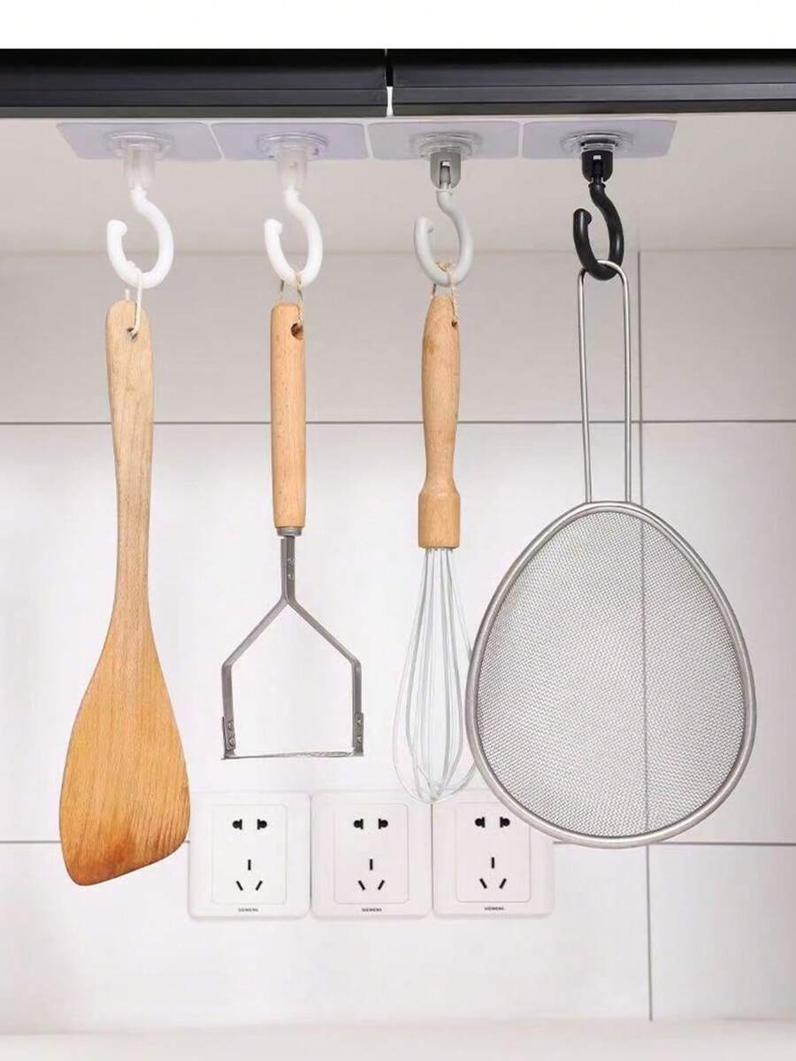 1pc 360° Rotatable Ceiling Wall Hook, Self-Adhesive Wall Hook, Ceiling Hook, Suitable For Dome Bed Canopy Mosquito Net - White - View 1