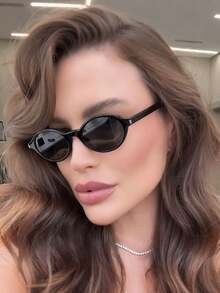 女士时尚椭圆形复古时尚眼镜适合夏季度假户外旅行海滩度假礼服装饰礼物等椭圆形墨镜