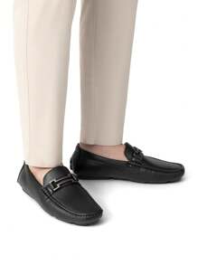 Men's Faux Leather Driving Penny Loafers Boat Shoes – Casual Comfort For Everyday Wear And Stylish Weekend - Black - View 3