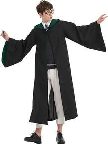 1 pieza Capa de mago encantado | Capa con capucha unisex para cosplay y eventos escolares Auténtica bata de bruja/mago | Disfraz de fantasía premium con capucha ajustable Capa mágica de género neutro | Conjunto de capa con capucha de hechicero para adultos | Atuendo de rol para convenciones de anime y Halloween