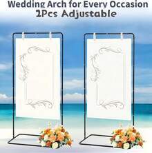 2Pcs Black Wedding Sign Stand,Adjustable Metal Poster Holder With Leather Straps, Floor Stand Easel For Wedding Birthday Party Event Decor Mother's Day Decorations( 68.9inches) - 黑色2Pcs - 查看 5