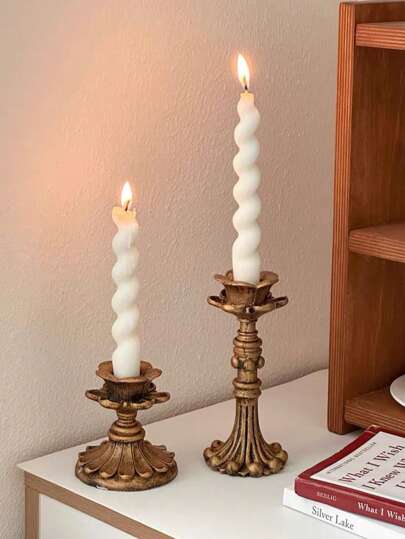 1pc/Set Vintage French Floral Candle Holder, Antique Bronze Furniture Decor, Retro Decorative Candle Holder, Home Decor, Perfect For Wedding Art Decor, Mother's Day Gift, Fireplace, Christmas Party, Housewarming, Wedding, Restaurant, Party Candle Holder, Fireplace Decor