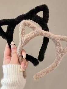 1/4pcs Back To School Soft Plush Kitty Ear Headband For Girls, 4 Colors Available, Cute Cat Ear Headband, Beauty, Home, Hair Accessories - Multicolor - View 6