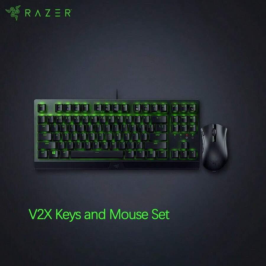 RAZER DeathAdder V2X Wireless Mouse + Spider Green Axis Mechanical Keyboard And Mouse Set 450 Hours Of Ultra-Long Battery Life Ergonomic 7-Key Macro Programming Gaming Office Artifact