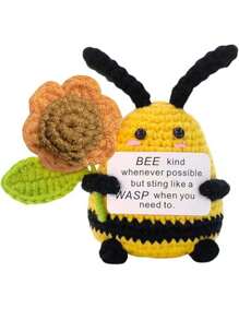Handmade Penguin Gift, Funny Crocheted Penguin Hanging Decor, Amusing Shark Stress Reliever, Creative Crocheted Bee/Corn Ring Encouragement Decor, Desk Decor, With Positive Affirmation Card, Copper Keychain Charm, Desk Decor Potted Plants, Vegetables, Positive Gifts,Cheap Stuff,Turtle Stuff,Emotional Support Animals,Bumblebee,Weird Stuff,Emotional Support Plush