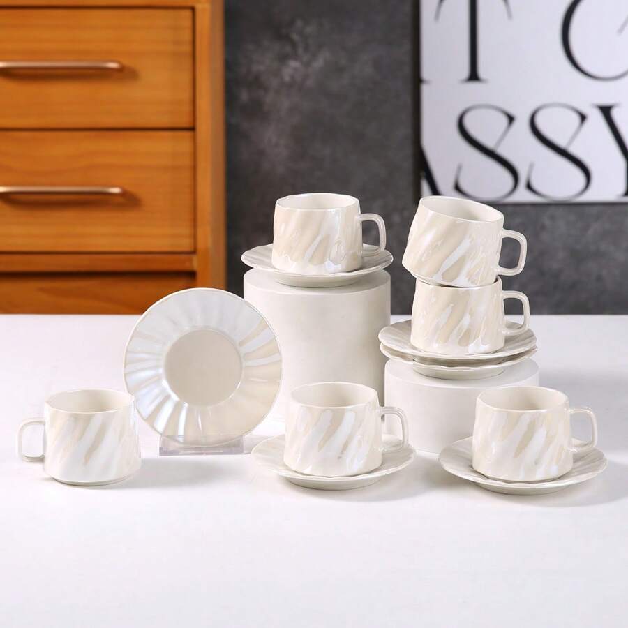 90ml/3.16oz Coffee Cup & Saucer Set, Suitable For Drinking Espresso Or Turkish Coffee - G - View 1