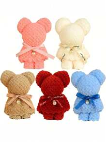 20pcs/Set Cute Bear Shaped Towel, Bear Doll Towel, Soft Creative Face Towel, Birthday Gift, Wedding Gifts, Bathroom Decor, Gifts For Party Shower Towels For Beaty Salon, Hotel Sports,Home Essentials, Towel, Skin Care