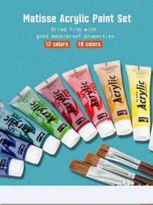 MADISI 18 件 X 15 毫升丙烯粉彩颜料套装，12 件 X 15 毫升丙烯颜料套装，覆盖性好，缎面处理，适用于大多数艺术和工艺表面，适用于学校用品，返校