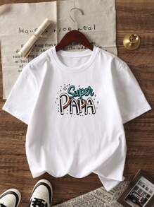 Men's Casual Letter & Star Print Short Sleeve T-Shirt, Summer